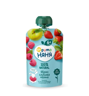 FrutoNyanya Apple, Strawberry, and Raspberry Purée, 90 g