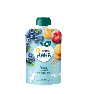 FrutoNyanya Apple and Blueberry Purée With Biscuits, 90 g